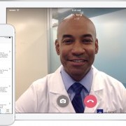 Doctor on telehealth video call